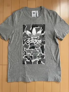 adidas アディダス Tシャツ グレー カモフラージュ ロゴ　 M