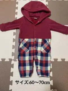Corva 裏起毛 チェック柄 ロンパース