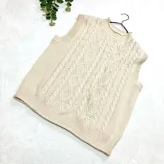 コルザ　ニットベスト　ハイネック　ベージュ　Ｍ　秋　春