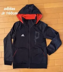 【美品】adidas フード付きセットアップ ヒョウ柄 裏フリース 160cm