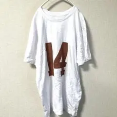 ナンバリング Tシャツ クルーネック 半袖 L 白 綿 お出かけ カジュアル