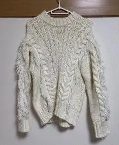 AZUL by moussy アイボリー ケーブルニットセーター Sサイズ