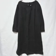ユニクロ 黒 ワンピース チュニック 七分袖 ストレッチ 黒 無地 ゆったり