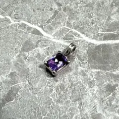 ヴィンテージ シルバー925 スクエアペンダントトップ 天然石 アメジスト 希少