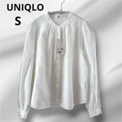 UNIQLO コットン　ボリュームスリーブ　ブラウス　ホワイト 長袖シャツ S