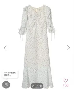 袖ドロスト花柄ワンピース