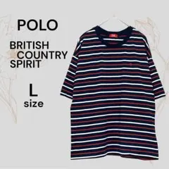 POLO ポロ 美品 ボーダー Tシャツ トリコロールカラー 半袖 ネイビー