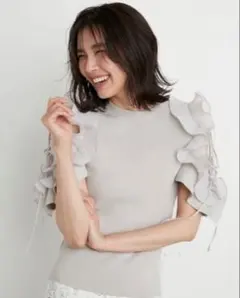 【超美品】SNIDEL Sustainable フリルスリーブニットプルオーバー