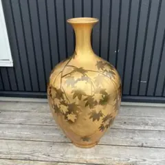 昭和レトロ 金彩 紅葉 陶器製 大型壺 花瓶 花器 花生け 花入れ 一輪挿し