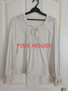PINK HOUSE 白の五分袖フリルブラウス♡ - メルカリ