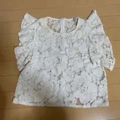 Trafaluc レースフリル袖トップス ホワイト