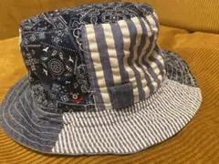 ミキハウス ダブルB リバーシブルハット Mサイズ 50-52cm パッチワーク