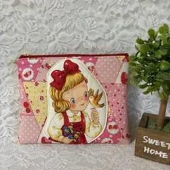 ポーチ、フラットポーチ、マーガレットアンドソフィー、ハンドメイド、キルト