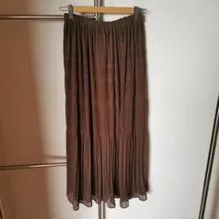LOWRYS FARM ブラウン シフォン プリーツ ロングスカート