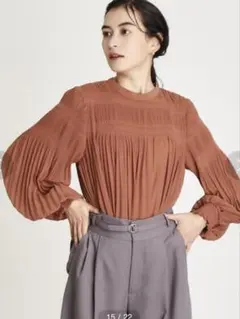 OPAQUE.CLIP マジョリカプリーツ シフォンブラウス/ボリューム袖