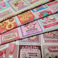 キルトゲイト　ハローアゲイン　ヴィンテージスイーツ柄生地　アメリカンレトロ