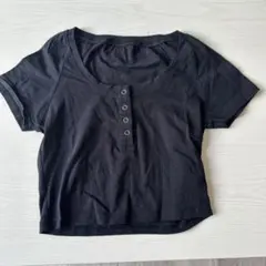 Dazy ブラック ボタン付き Tシャツ Lサイズ