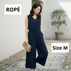 【ROPE】ノースリーブ オールインワン ワイドパンツ コットン混 Vネックのサムネイル