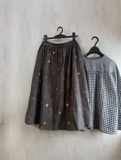 お値下げ SUN VALLEY サンバレー 綿+麻 ペイント風 スカート