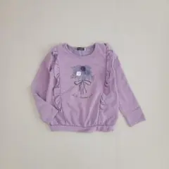 べべ　トレーナー　花　ブーケ　フリル　ラベンダー