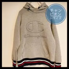 【チャンピオン】パーカー　ロゴ　M グレー　トリコロール　ラグラン　レア