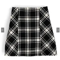 バックリボンツイードチェックミニスカート gm699