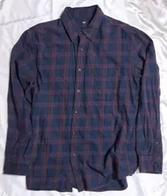 紫赤　チェック柄長袖シャツ　XL メンズ　長袖　ユニクロ