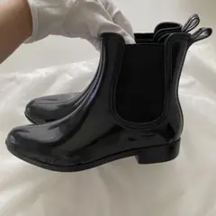 レインブーツ　ブラックラバー サイドゴアブーツ 37/7M
