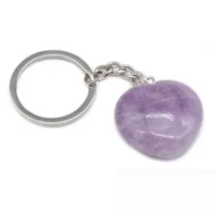 キーホルダー ハート 石 ストーン ライラックパープル 紫 アクセサリー 丁香紫