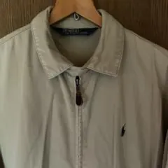 h*︎様 ポロラルフローレン ベージュ コットンジャケット 肘パッチ 紺刺繍ロゴ