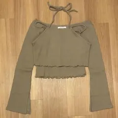 レディアゼル　REDYAZEL カットリブキャミレイヤードプルオーバー　カーキ