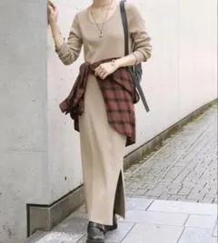 RIVE DROITE リブ ノースリーブ ロングワンピース ベージュ | Mercari