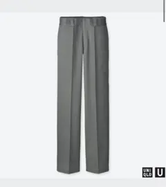 【新品】ユニクロ　コットンストレートパンツ グレー　W58