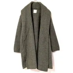 studio CLIP グリーン系 ロングカーディガン ウール100%