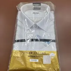 【未使用】メンズLL(43-84)ノーアイロン長袖 ホワイトストライプシャツ
