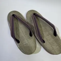 草履 ベージュと紫のストライプ　雪駄