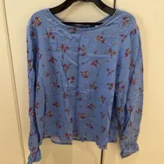 H&M 花柄 長袖ブラウス 青