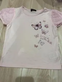 BeBe 蝶々プリント Tシャツ ピンク 110cmのサムネイル