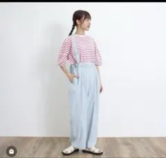 Samanthaモスモス　ハイウェストサロペット　ライトブルー