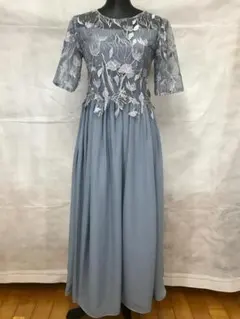 ドレス Sくらい グレーっぽい水色 花柄レース 伝線あり 38