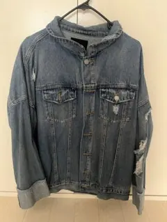 one way ダメージ加工 デニムジャケット ダークブルー