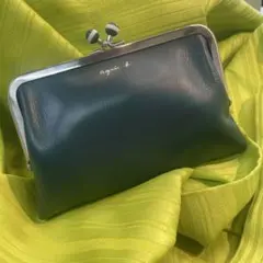 agnes b. 二つ折り財布 がま口 グリーン　美品のサムネイル