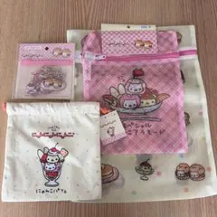 にゃんにゃんにゃんこ サンキューマート　ポーチ 巾着 フレークシール セットのサムネイル