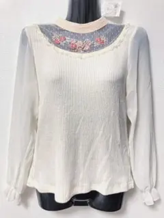 新品 axes femme 花畑 刺繍 ジャガード PO シアー カットソー