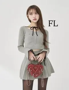 Darich ウエストオープンリボンデザインニットミニワンピース