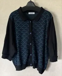 ホコモモラ　半袖　襟付き柄編みカーディガンのサムネイル