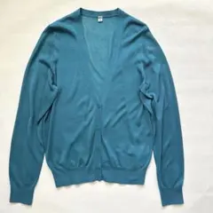 美品　UNIQLO 青 ニット カーディガン Lサイズ　薄手