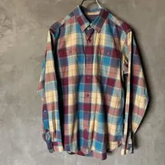 ポルトガル製 patagoniaチェックシャツ L ベージュxブルー パタゴニア