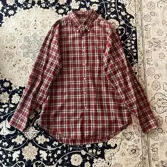 L.L.Bean ボタンダウンシャツ　チェック柄　赤系　90s 台湾製