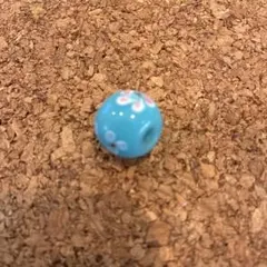 とんぼ玉 水色 花柄 ビーズ